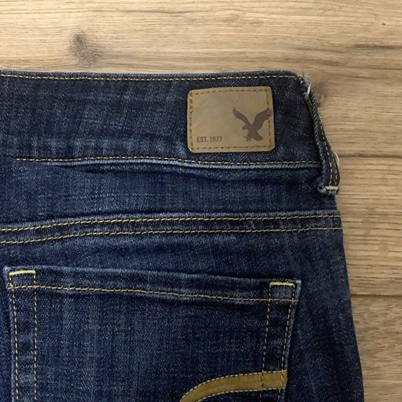 Women's American Eagle Denim Jeans Size 4 Blue Regular Artist Crop Stretch - Picture 6 of 11